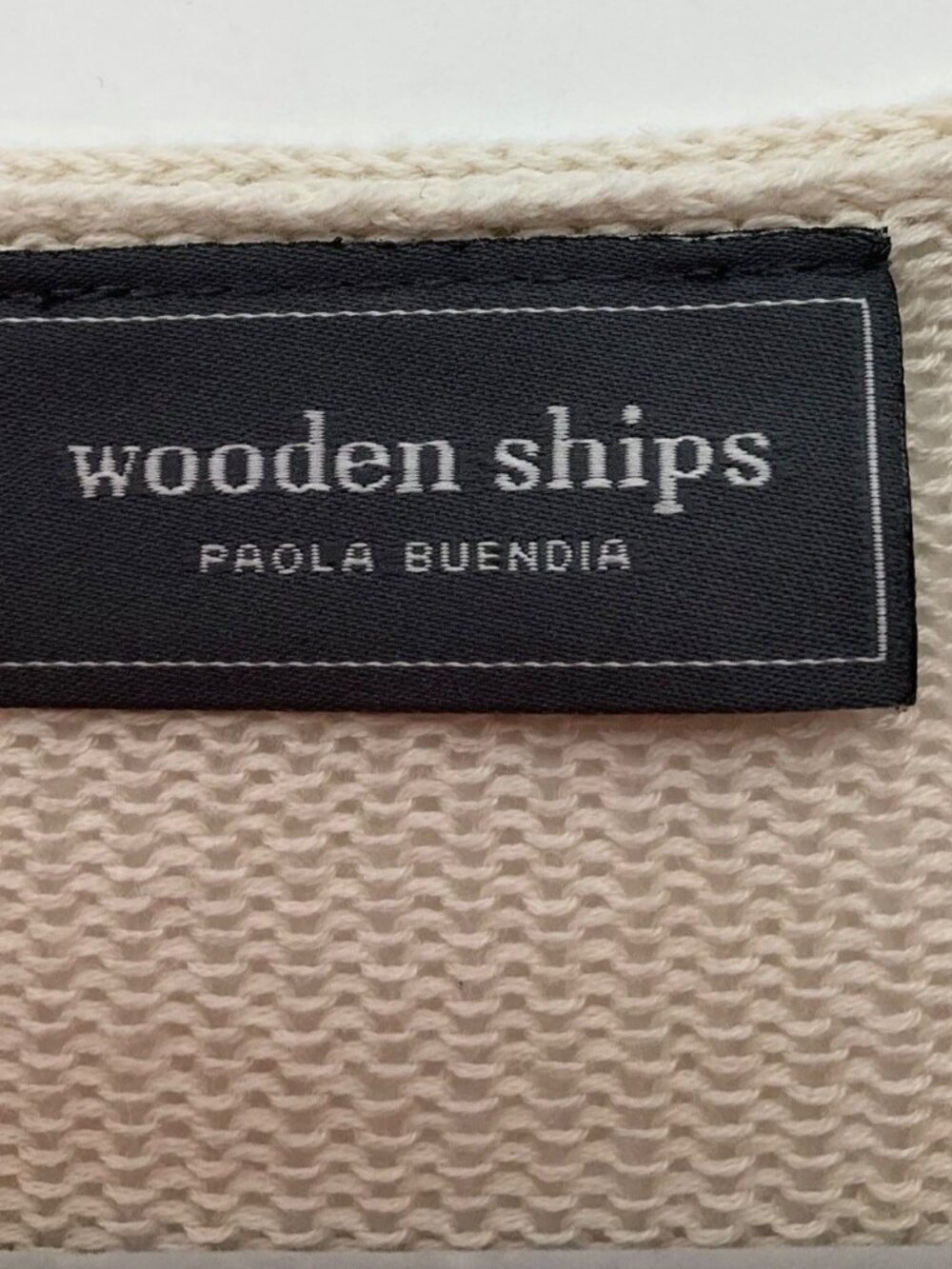 Wooden Ships Paola Buendia S/M Lightweight VNeck Sweater Beige Cotton Bl Coastal - Picture 4 of 11